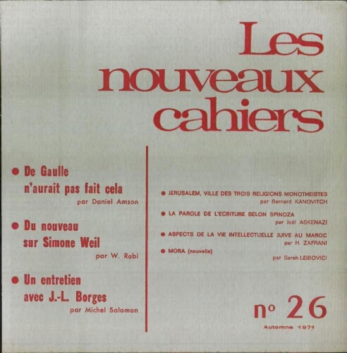 Les Nouveaux Cahiers N°026 (Automne 1971)